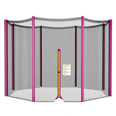 Image de ULTRAPOWER SPORTS Filet de Remplacement pour Trampoline, Sécurité Trampolines Ø 305 cm 6 Barres, Résistant aux UV Protection, Double Porte d&#039;entrée avec Fermeture Éclair Couleur Rose