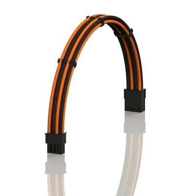 Image de LINKUP AVA 50cm 8 Broches (6+2) GPU PCI E PSU Alimentation Câble d&#039;Extension PC Mod Personnalisé à Manches Tressées avec Peigne Pack Unique 500mm Orange Noir