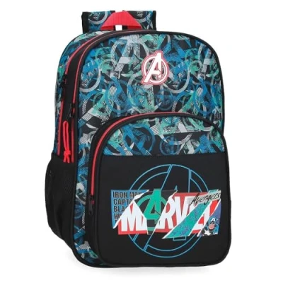 Image de Marvel Joumma Shield Sac à dos scolaire adaptable chariot Noir 30 x 40 13 cm Polyester 15,6 L, Noir, au