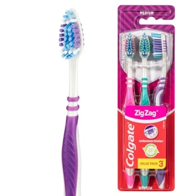 Image de Brosse à Dents Colgate Zig Zag Moyen 3 Pièces