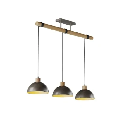 Image de Lindby Suspension Holgar à intensité variable (Modern, Industriel) en Vert Métal e. a. pour Salon &amp; Salle manger (à 3 lampes, E27), Luminaire, Lampe Plafond, Luminaire Plafonnier