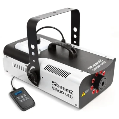 Image de Beamz S1500LED Machine à Fumée Professionnelle avec 9x LED RBG, 1500W, Réservoir de 2000ml, Idéal pour vos Soirées Gris