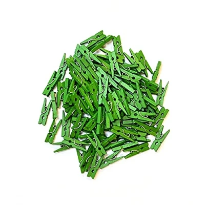 Image de arkCRAFT Lot de 100 Mini Pinces à Linge en Bois (Vert)