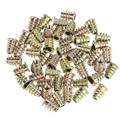 Image de 50pcs Écrous Inserts filetés M5 * 13mm Écrou hexagonale en alliage de zinc tête meubles écrous pour insert bois