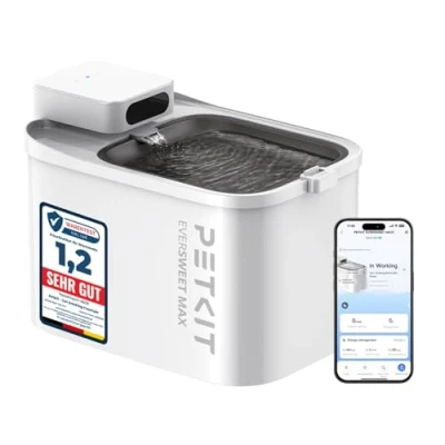 Image de PETKIT EVERSWEET Max Fontaine a Eau Chat sans Fil, Chien Acier Inoxydablee, 26dB Ultra Silencieux, Contrôlé par l&#039;APP, 83 Jours d&#039;alimentation，3L Grande Capacité