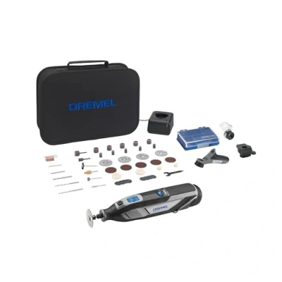 Image de Dremel 8240 Outil Rotatif sans Fil, Batterie Lithium Ion 12V 2Ah Multifonction avec 3 Adaptations et 45 Accessoires, Vitesse Variable 5.000 35.000 tr/min Charge Rapide