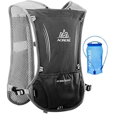 Image de Win.Deeper 5L Sac à Dos Hydratation Marathoner Running Race Gilet d&#039;hydratation (Noir avec 1,5 L vessie d&#039;eau)
