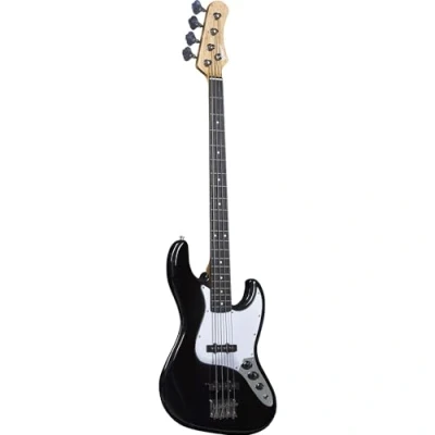 Image de SPENCER BY EKO JB10 BLACK, basse électrique 4 cordes, corps en peuplier, manche érable et clavier 21 touches résine, 2 micros JB avec commandes séparées de volume 1 ton, couleur noire