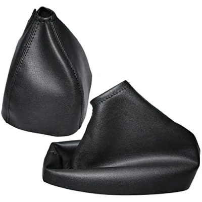 Image de AERZETIX C59175 Soufflet de levier vitesse et frein à main compatible avec Alfa Romeo 159 2005 2011 couleur: noir en cuir synthétique