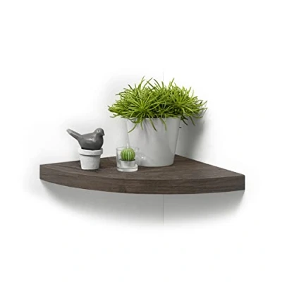Image de étagère D&#039;angle Murale &quot;flottante&quot; 25cm Noyer Paris Prix Marron