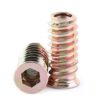 Image de 20Pcs Vis en Acier au Carbone Zingué Dans L&#039;écrou, écrous D&#039;insertion Filetés à Six Pans Creux pour Meubles Bois(M6*25mm)