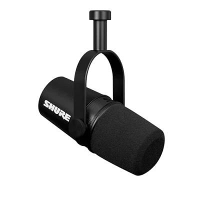 Image de Shure MV7X XLR Podcast Microphone pour le Podcasting, l&#039;enregistrement, la Diffusion en Direct et les Jeux, Sortie Casque Intégrée, XLR, Technologie d&#039;isolation de Voix Noir