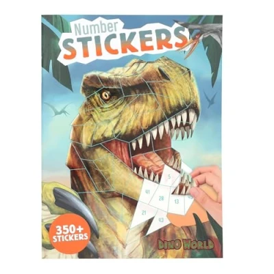 Image de Depesche 13243 Dino World Number Sticker Livre 16 Pages pour créer des Motifs de Dinosaures par numéros, y Compris 8 Feuilles d&#039;autocollants, Multicolor, Taille Unique