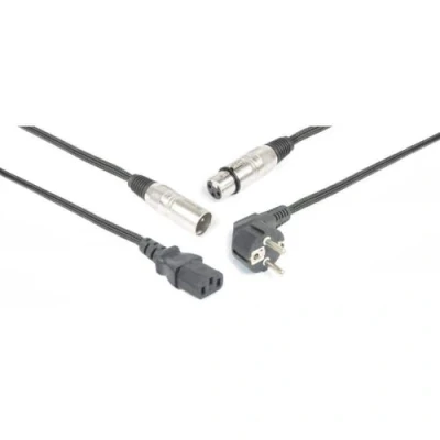 Image de PD Connex Câble Audio Combiné Cordon Secteur XLR F/IEC F M 20m Idéal pour Relier vos Enceintes de Sonorisation