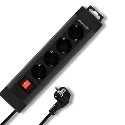 Image de REV Ritter 00144171 Supraline Bloc multiprise 4 prises 1 interrupteur 1,9 m, Noir/anthracite