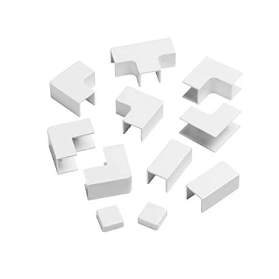 Image de D Line Multipack Accessoires de goulotte cache câbles, 16 x 16mm, assembler plusieurs tronçons goulottes, 11 pièces Blanc