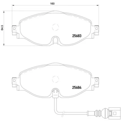 Image de BREMBO P 85 126 Jeu de plaquettes frein contact signal d&#039;usure inclus avec vis d&#039;étrier sans accessoires VOLKSWAGEN: Touran II, Arteon