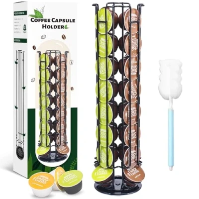 Image de YUTUY Porte Capsules de Café Compatible,Support à Café,Porte Capsule,Supports pour Café,Grande capacité Peut contenir 32 capsules,360 Degrés Rotable (Noir)