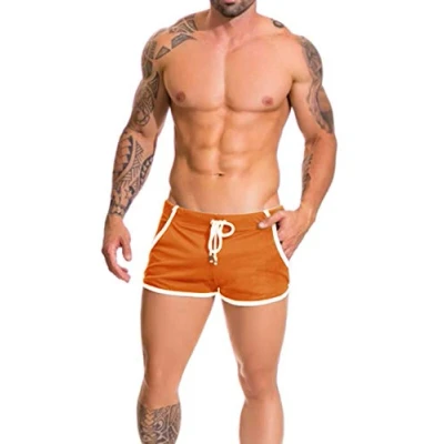 Image de Alivebody Hommes Engrener Athlétique Short pour Fonctionnement Faire des Exercices Nager Séchage Rapide Poids léger Color Orange Size XL