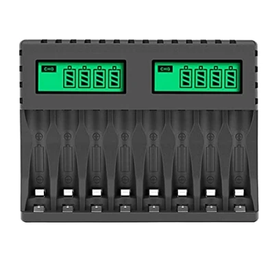 Image de Baixia Chargeur de Batterie ÉCran LCD Chargeurs Intelligents à 8 Emplacements pour Piles Rechargeables AA/AAA NiCd NiMh AA AAA