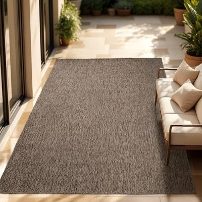 Image de Paco Home Tapis Intérieur Et Extérieur Balcon Terrasse Cuisine Monochrome Moucheté, Dimension:300x400 cm, Couleur:Café