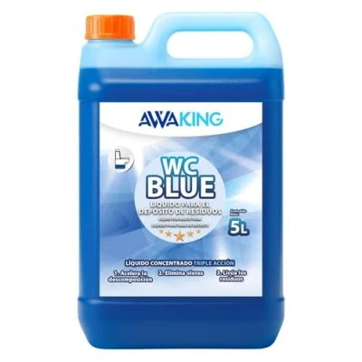 Image de PLANTAWA Liquide WC Chimique Bleu 5 litres Concentré pour Les Eaux Usées des Caravanes Décomposition Efficace et Élimination Odeurs Toilettes Portables ou Potti