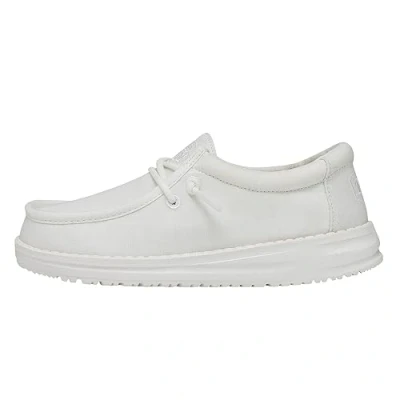 Image de Hey Dude Wally Youth Slub Canvas MOC Toe Shoes, Blanc, 34 EU