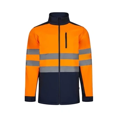 Image de VELILLA Blouson Soft Shell Bicolore Veste Softshell, Bleu Marine et Orange Fluo, 3XL Mixte