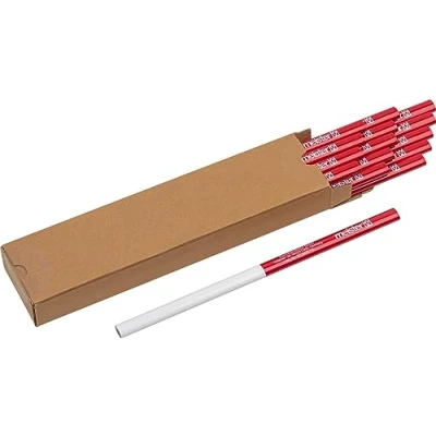 Image de Meister Lot de 15 crayons charpentier Longueur : 240 mm Forme ovale Dureté moyenne Idéal pour dessiner et marquer Rouge blanc 9446700