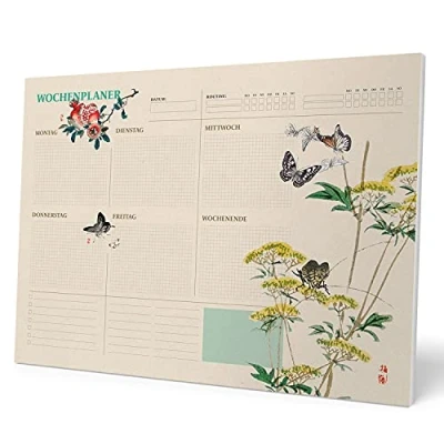 Image de Grupo Erik Bloc Notes A3 Japanese Art, Version Allemande, Semainier, Sous Main Bureau, Planner Hebdomadaire, Papeterie de To Do List, Blocs Mémo, Fournitures Scolaires