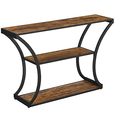 Image de VASAGLE Table Console, d&#039;entrée, Pieds courbés, Dessus de allongé, pour Salon, Couloir, Chambre, Style Industriel, Marron Rustique et Noir LNT089B01