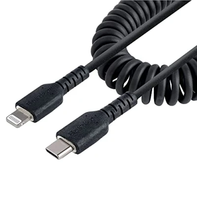 Image de StarTech.com Câble USB C vers Lightning de 1m Adaptateur Noir Certifié Mfi, Gaine en TPE Type C/Lightning Chargeur Iphone (RUSB2CLT1MBC)