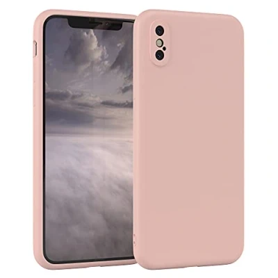 Image de EAZY CASE Coque de protection en silicone pour iPhone X/XS, vieux rose, souple, résistante aux chocs, avec l&#039;appareil photo, fine et qualité supérieure, TPU, rose