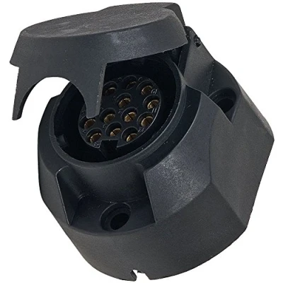 Image de Prise remorque PVC femelle 13 plots PROVENCE OUTILLAGE 12V Etanche Noir