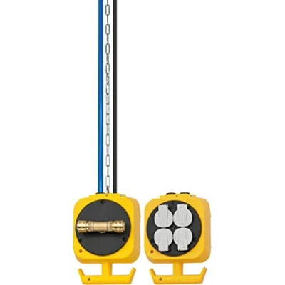 Image de Brennenstuhl 1151160100 Distributeur de Courant Suspendu avec 2 x 4 Prises Terre (fabriqué en Allemagne), Jaune