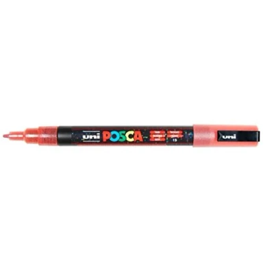 Image de uni ball Posca 186580 Marqueur Pointe Fine PC 3M, 0,9 1,3 mm, Rouge Pailleté