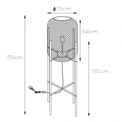 Image de Lucide Lampadaire Mesh à quatre pieds, noir