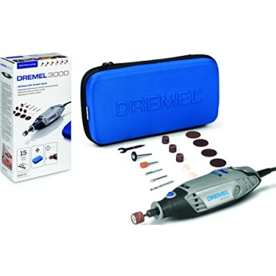 Image de Dremel 3000 Outil Rotatif Multifonction 130W avec 15 Accessoires et 1 Sac (Version Italienne) Vitesse 10000 33000 tr/min