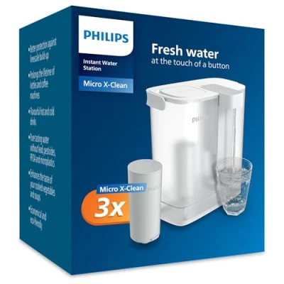 Image de Philips Water Filtre à eau instantané + 3 cartouches filtrantes de rechange, capacité l, débit rapide 1 l/min, rechargeable via USB C
