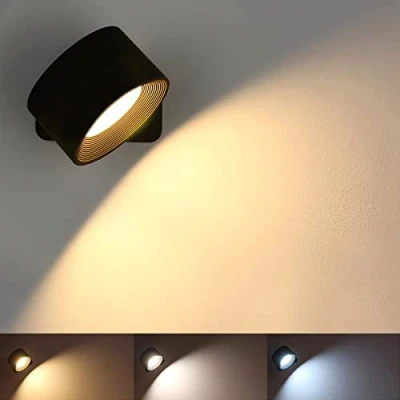 Image de Anmossi Applique Murale Rechargeable,Spots Muraux Intérieure à LED Commande Tactile,3 Niveaux de Luminosité 3 Températures Couleur,Rotation 360 Lampe Chevet pour Chambre Coucher(Noir)