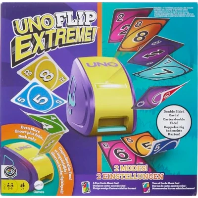 Image de Mattel Games Jeu de Cartes UNO Flip Extrême, pour Enfants, Adultes et familles, associe Extrême en Un Seul Jeu, JCH61