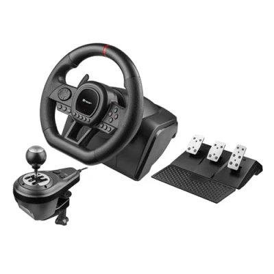 Image de Tracer SimRacer Manual Gearbox volant 6 en 1, de course jeu avec pédales et levier vitesses, compatible PC/PS4/PS3/XONE/X360/SWITCH
