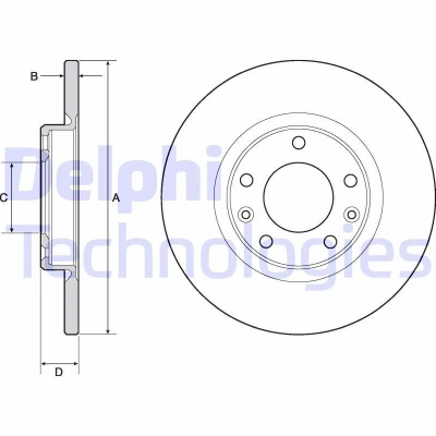 Image de DELPHI BG4661C Disque de frein 268 12 5 plein revêtu non traité sans roulement roue, bague ABS PEUGEOT: 3008 II SUV, 308 3/5 portes