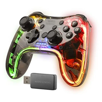 Image de MARSGAMING Mars Gaming MGP 24, Manette de Jeu sans Fil 2.4GPRO, Neon RGB, Dual Haptic Vibration, Joysticks analogiques, Contôleur pour PC, PS3, PS4, XBOX360, Raspberry Pi, Mac, Android