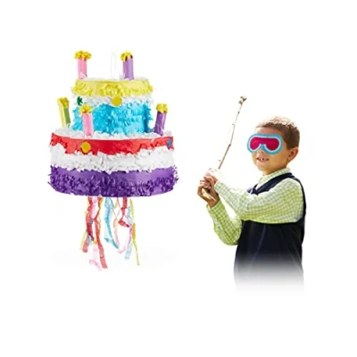 Image de Relaxdays Pinata à Suspendre gâteau Enfants remplir Anniversaire Jeux décoration, coloré, 10025184