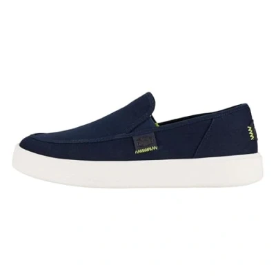 Image de HEYDUDE Sunapee Canvas Chaussures pour Hommes Baskets avec Semelles Confortables Style Mocassin, Navy/White, 44