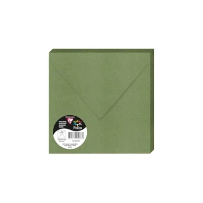 Image de Clairefontaine 5073C Un Paquet de 20 Enveloppes Gommées Format Carré 16,5x16,5cm 120g/m² Coloris Vert Sauge Invitation Evènements et Correspondance Gamme Pollen Papier Premium Lisse