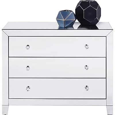 Image de Kare Design Commode Luxury 3 tiroirs, miroir, bois MDF, decoration luxe, meuble maison, salon, chambre, 74x91x41cm