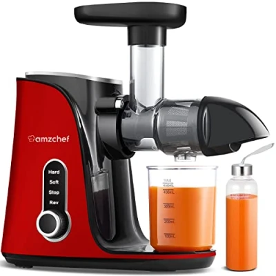 Image de AMZCHEF Extracteur de jus avec Double Vitesse Modes (Soft et Hard) Fruits Légumes Juicer Machine Bouteille à Portable 2 Tasses Rouge [Classe énergétique A+++]
