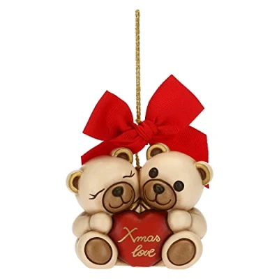 Image de THUN Décorations de Noël, Couple Teddy Xmas Love en céramique décorée à la Main, Version Maxi Idée Cadeau Noël 2022 7,4 x 5,2 6,6 cm h